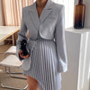 DEAT 201 Women Slim Notched Long Sleeve Blazer And Folds Asymmetrical High Waiste Skirt Suit Fit And Autumn 7E181