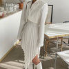 DEAT 201 Women Slim Notched Long Sleeve Blazer And Folds Asymmetrical High Waiste Skirt Suit Fit And Autumn 7E181