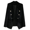 DEAT 2022 Autumn Winter Casual Long Sleeve Sequin Velvet Slim Black Double Breasted Blazer Coat Women SK647