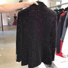 DEAT 2022 Autumn Winter Casual Long Sleeve Sequin Velvet Slim Black Double Breasted Blazer Coat Women SK647