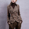 DEAT 2022 Autumn Winter Casual Long Sleeve Waist Lapel Show Thin Tweed Short Coat Blazer Women SK643
