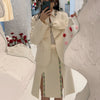 DEAT 2022 Women Bow Notched Long Sleeve Suit Short Jacket And Diamonds High Waist Short Skirt Fit Autumn 7E88104