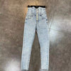 DEAT 2022 Spring s Ripped High Waist Long Denim Pencil Pants Women Jeans Streetwear ML602
