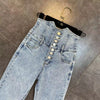 DEAT 2022 Spring s Ripped High Waist Long Denim Pencil Pants Women Jeans Streetwear ML602