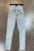 DEAT 2022 Spring s Ripped High Waist Long Denim Pencil Pants Women Jeans Streetwear ML602