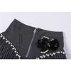 DEAT 2022 Star Same Style Patchwork Beading Gray Notched Long Sleeve Jacket And High Waist Folds Skirt Suit Fit Autumn 7E870