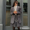 DEAT 2022 Star Same Style Patchwork Beading Gray Notched Long Sleeve Jacket And High Waist Folds Skirt Suit Fit Autumn 7E870