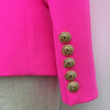 DEAT 2022 autumn Fushia Blazer Women Office Ladies Gold Double Breasted Buttons Rose Pink coat MG418