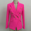 DEAT 2022 autumn Fushia Blazer Women Office Ladies Gold Double Breasted Buttons Rose Pink coat MG418