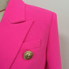 DEAT 2022 autumn Fushia Blazer Women Office Ladies Gold Double Breasted Buttons Rose Pink coat MG418