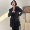 DEAT 2022 Autumn And Winter Loose Straight Suit Collar Solid Color Temperament Splicing Tassel Women Coat 7Z436