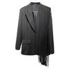 DEAT 2022 Autumn And Winter Loose Straight Suit Collar Solid Color Temperament Splicing Tassel Women Coat 7Z436