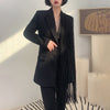 DEAT 2022 Autumn And Winter Loose Straight Suit Collar Solid Color Temperament Splicing Tassel Women Coat 7Z436