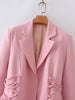 DEAT 2023 Autumn Lapel Long Sleeve Blazer Casual Solid Color Drawstring Tassel Temperament Coat Women 13V1819