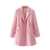 DEAT 2023 Autumn Lapel Long Sleeve Blazer Casual Solid Color Drawstring Tassel Temperament Coat Women 13V1819