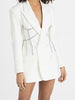 DEAT 2023 Autumn Women's Blazer Laple Diamonds Loose Double Braested Long Sleeve Solid Suit jackets Tide 17A317