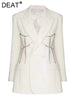 DEAT 2023 Autumn Women's Blazer Laple Diamonds Loose Double Braested Long Sleeve Solid Suit jackets Tide 17A317