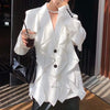 DEAT 2023 Autumn Women's Blazer Notched Loose Single Breasted Spliced Ruffles Long Sleeve Suit Jackets Female 17A654