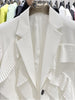 DEAT 2023 Autumn Women's Blazer Notched Loose Single Breasted Spliced Ruffles Long Sleeve Suit Jackets Female 17A654