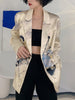 DEAT 2023 Autumn Women's Blazer Turn-down Collar Single Breasted Long Sleeve Printed Suit jackets Female Tide 7I3501