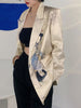 DEAT 2023 Autumn Women's Blazer Turn-down Collar Single Breasted Long Sleeve Printed Suit jackets Female Tide 7I3501