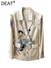 DEAT 2023 Autumn Women's Blazer Turn-down Collar Single Breasted Long Sleeve Printed Suit jackets Female Tide 7I3501