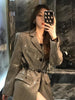 DEAT 2023 Autumn Women's Blzaer Turn-down Collar Single Breasted Sequins Loose Long Sleeve jackets Female 17A122