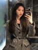 DEAT 2023 Autumn Women's Blzaer Turn-down Collar Single Breasted Sequins Loose Long Sleeve jackets Female 17A122
