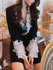 DEAT 2023 Autumn And Fit Women Clothes Single Breasted Lace Patchwork V-neck Flare Sleeves Slim Blazer WP84801L