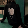 DEAT 2022 Autumn And Winter Casual Long Sleeve Loose Blackless Heart-shaped Hollow Diamond Blazer Coat Women SL562