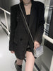 DEAT 2023 Autumn Autumn Casual Black Bright Silk Knitted Long Sleeve Suit Coat Women Temperament Tweed jackets SL547
