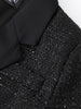 DEAT 2023 Autumn Autumn Casual Black Bright Silk Knitted Long Sleeve Suit Coat Women Temperament Tweed jackets SL547