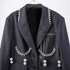 DEAT 2022 Autumn Winter Long Sleeve Loose Single Breasted Pearl Grey Medium Length Slim Blazer Coat Women SH324