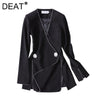 DEAT 2023 V-neck Flare Lseeves Two Buttons Slim High Women Single Suit OL Sexy jackets All Match WD61801XL