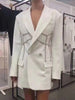 DEAT 2023 NewAutumn And Autumn Casual Long Sleeve Solid Color Slim Patchwork Bling Rhinestone Blazer Coat Women's SL685