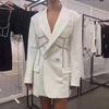 DEAT 2023 NewAutumn And Autumn Casual Long Sleeve Solid Color Slim Patchwork Bling Rhinestone Blazer Coat Women's SL685