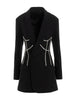 DEAT 2023 NewAutumn And Autumn Casual Long Sleeve Solid Color Slim Patchwork Bling Rhinestone Blazer Coat Women's SL685