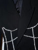DEAT 2023 NewAutumn And Autumn Casual Long Sleeve Solid Color Slim Patchwork Bling Rhinestone Blazer Coat Women's SL685
