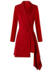 DEAT 2023 Spring Women's Dress Lapel Slim Belt Waist Long Sleeve Red Irregular Mini Dresses Elegant Female 17A545