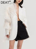 DEAT 2023 Summer Women's Blazer Neothed Loose Single Breatsed Long Sleeve Spliced Mesh Elegant Suit jackets WV10000S