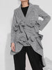 DEAT 2023 autumn and winter women clothes notched plaided gray slim ruffles asymmetrical slim blazer WT42002