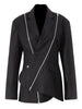 DEAT Asymmetrical Women's Blazer Notched Loose Single Breasted Metal Zipper Long Sleeve Suit jackets Tide Autumn 2023 7YZ557