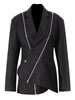 DEAT Asymmetrical Women's Blazer Notched Loose Single Breasted Metal Zipper Long Sleeve Suit jackets Tide Autumn 2023 7YZ557