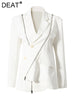 DEAT Asymmetrical Women's Blazer Notched Loose Single Breasted Metal Zipper Long Sleeve Suit jackets Tide Autumn 2023 7YZ557