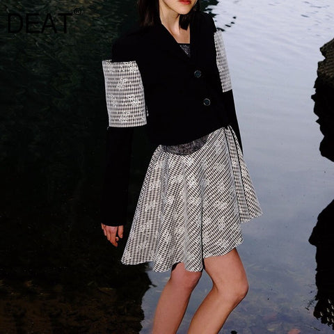 [DEAT]  Dress Two Pieces Suit Notched Long Sleeve Slim Fit High Waist Women Bow Printing Lace Fit 2022 7D0663