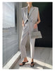 DEAT Women Sleeveless Notched Collar Button Suit Vest High Waist Sagging Straight Grey Pants Female Autumn 2023 17A2928