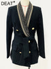 DEAT Women's Blazer Notched Loose Double Breasted Long Sleeve Ironing Belt Long Suit Jackets 2023 Coats 17A1866