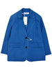 DEAT Women's Blazer Notched Loose Single Breasted Long Sleeve Blue Burrs Suit Jackets Female Autumn 2023 17A2644