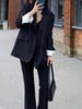 DEAT Women's Blazer Notched Loose Single Breasted Long Sleeve Blue Burrs Suit Jackets Female Autumn 2023 17A2644