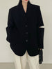DEAT Women's Blazer Notched Loose Single Breasted Long Sleeve Cut Out Suit Jackets Female Tide Summer 2023 17A2209